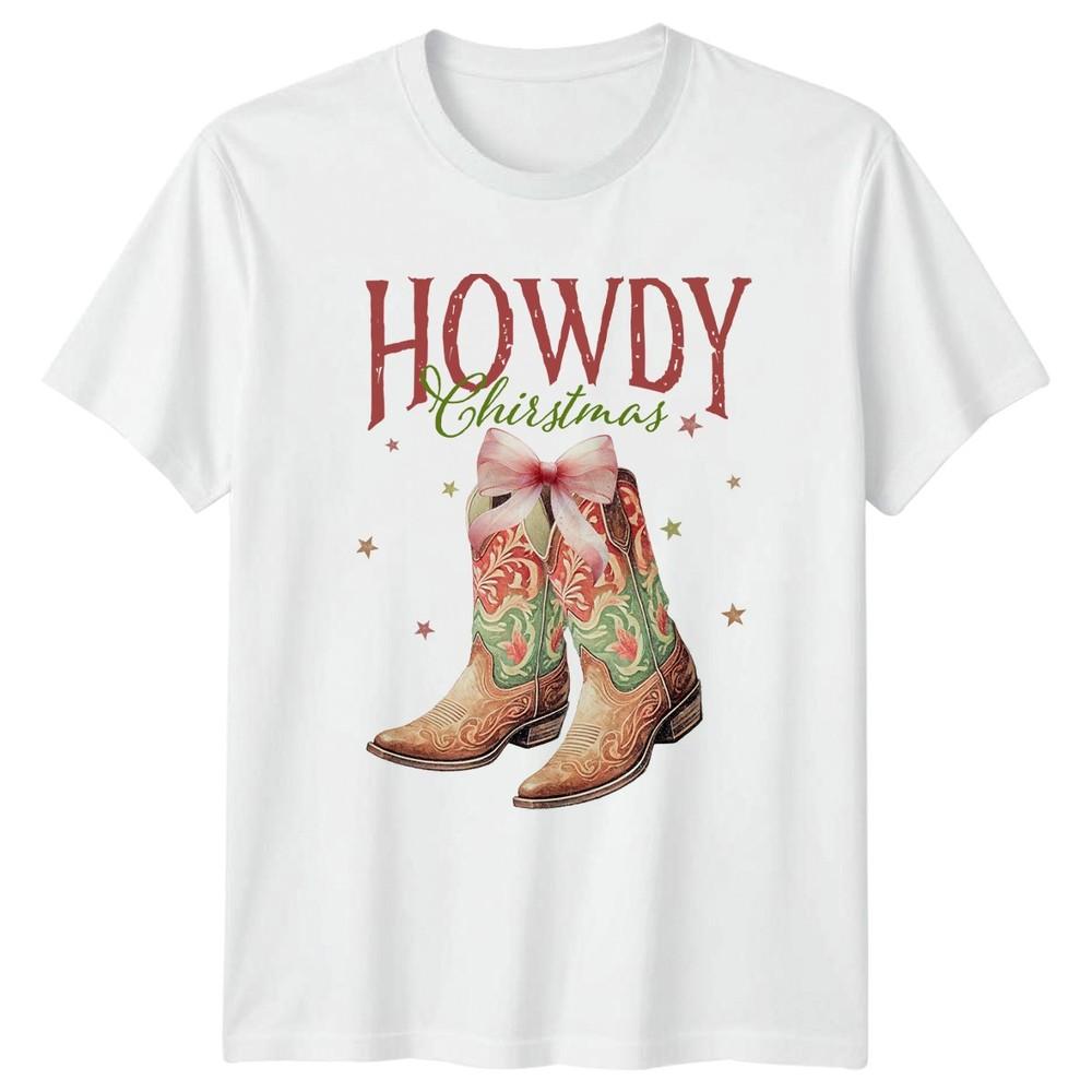Howdy Chirstmas Western Christmas Holidays Unisexs Unisexs Graphic Tee Boots S