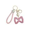 Fashionable Leather Rope Keychain Hollow Out Design Car Key Pendant Bow Key Chain  Key Organization