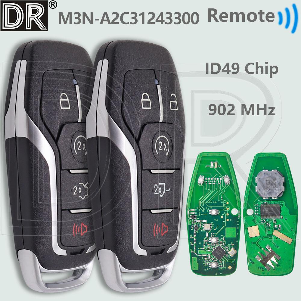 DR M3N-A2C31243300 7812A-A2C31243300 902MHz ID49 Chip Proximity Car Remote Key For Ford Explorer Mustang Edge Fusion 2013-2017