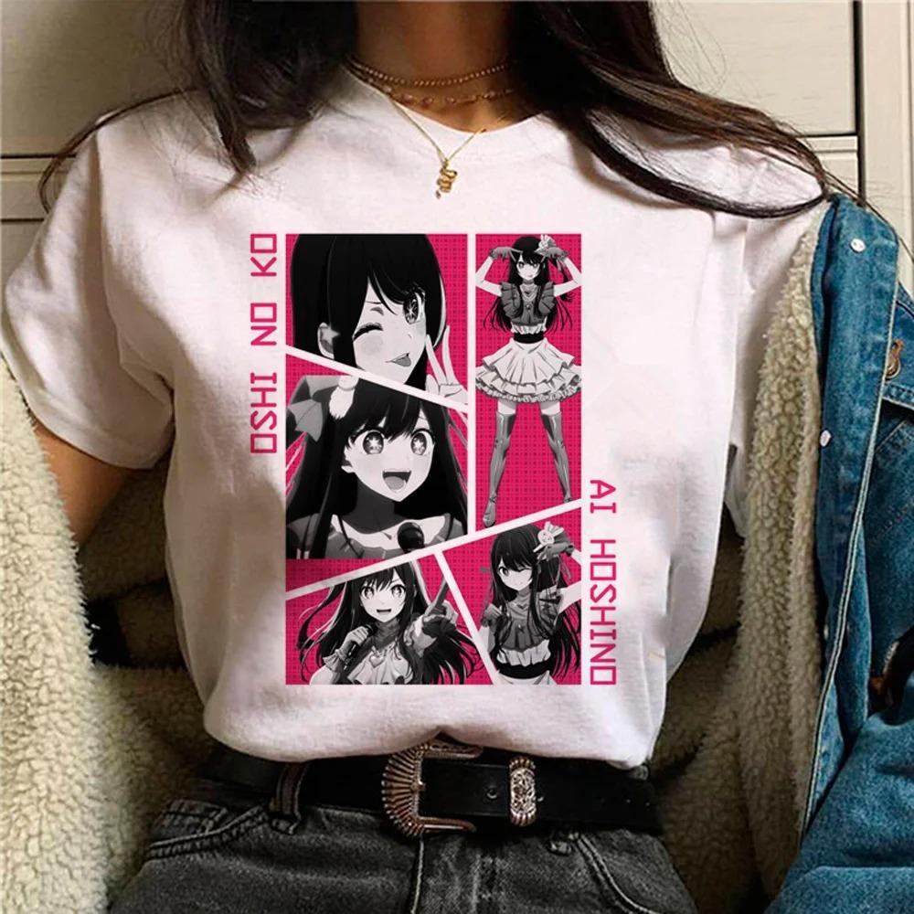 Animation Print T-Shirt Rundhalsausschnitt Kurzarm T-Shirts Lässige Oberteile Damen Lockerärmlig Mode Trendig Weiß Kleidung Sommer