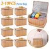 2-10PCS Outdoor Wicker Rattan Picnic Bag Waterproof Tableware Camping Picnic Baskets
