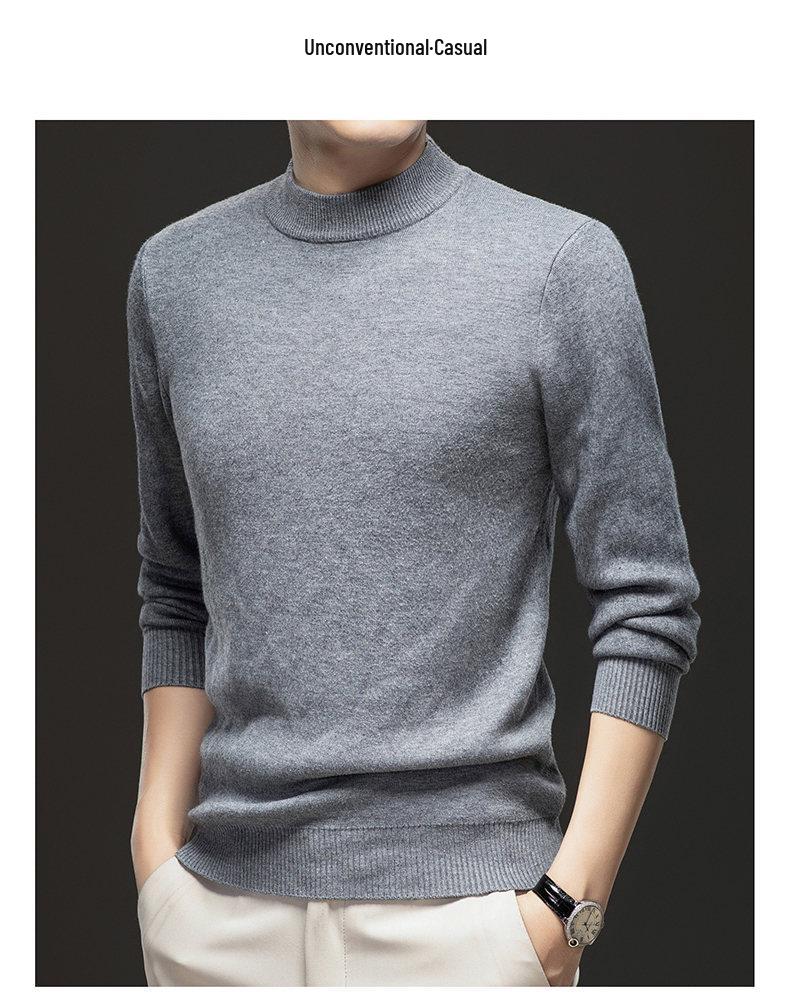 Men's 2025 Autumn/Winter Knitwear: Velvet-Lined, High Collar Sweater