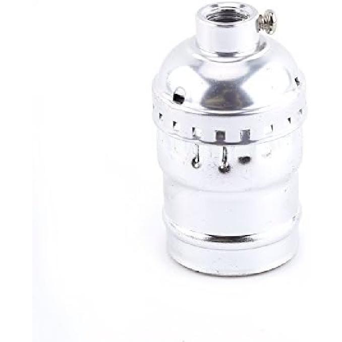 (Pack of 3) Retro Vintage E27 Edison Pendant Bulb Stand Lamp Holder Socket Lighting Screw 16 Types(Silver(no Switch No Wire))