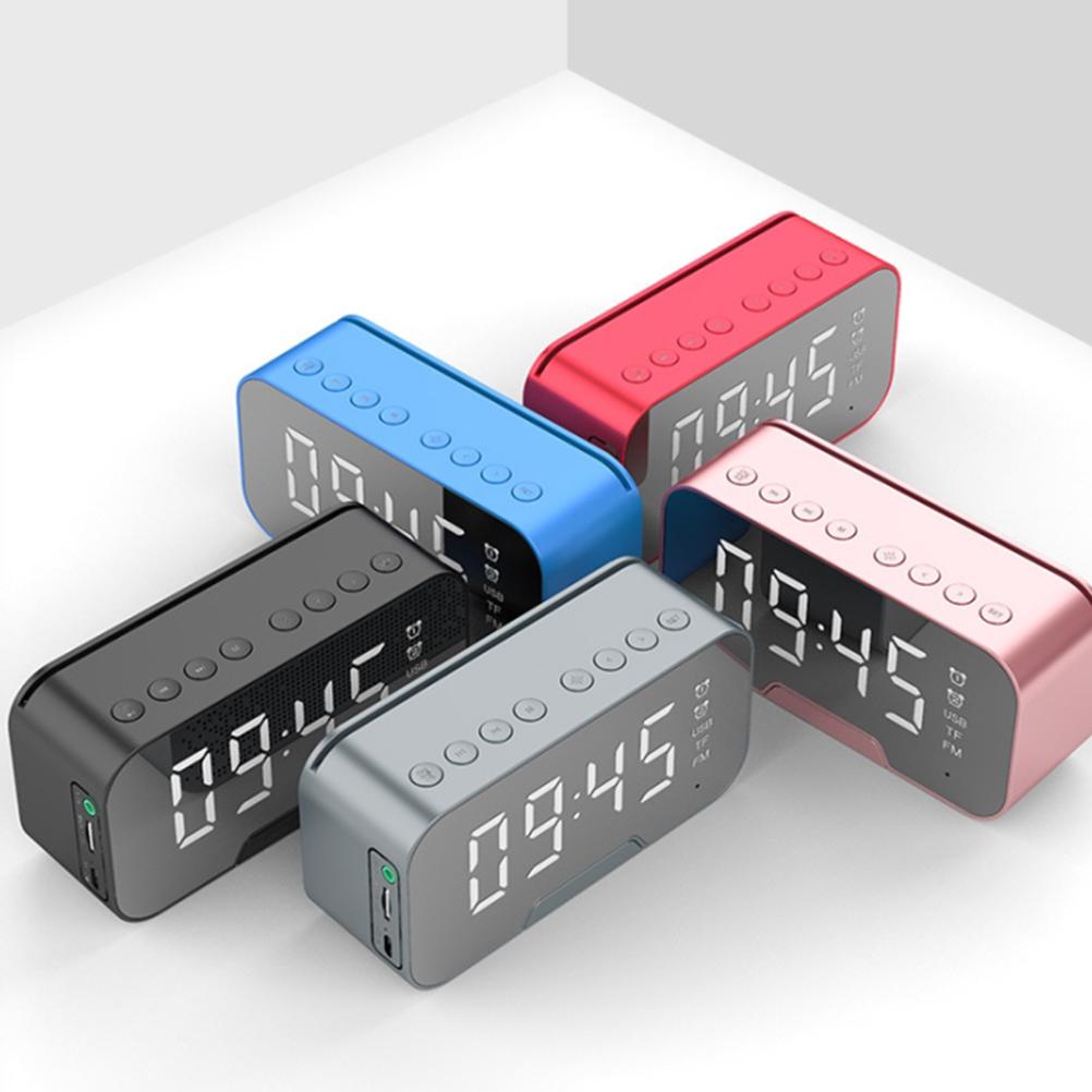 Portable Mini Voice Alarm Clock Mirror Bluetooth Speaker G10 Pink