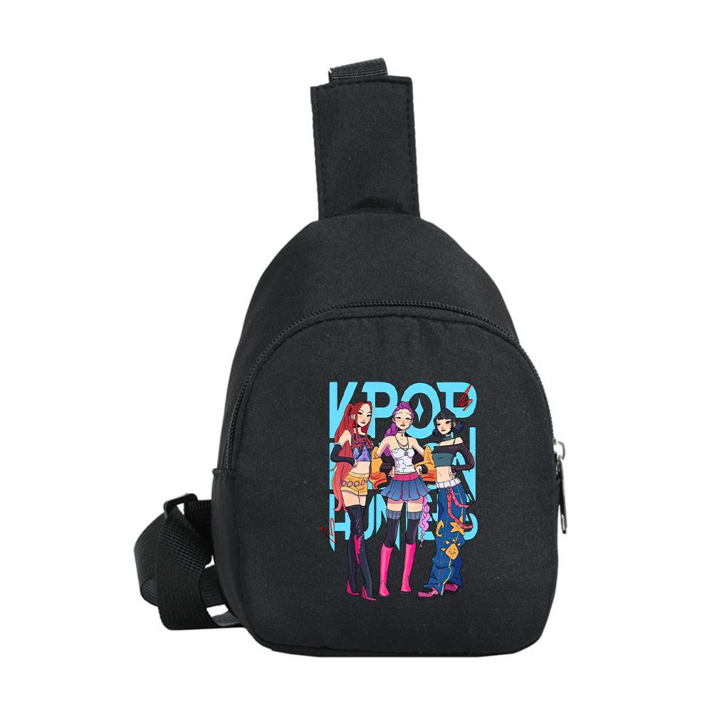 Cartoon Anime K-Pop Demon Hunters Printed Kawaii Chest Pack for Boy Girl Shoulder Bag Student Portable Crossbody Pouch Christmas Gift