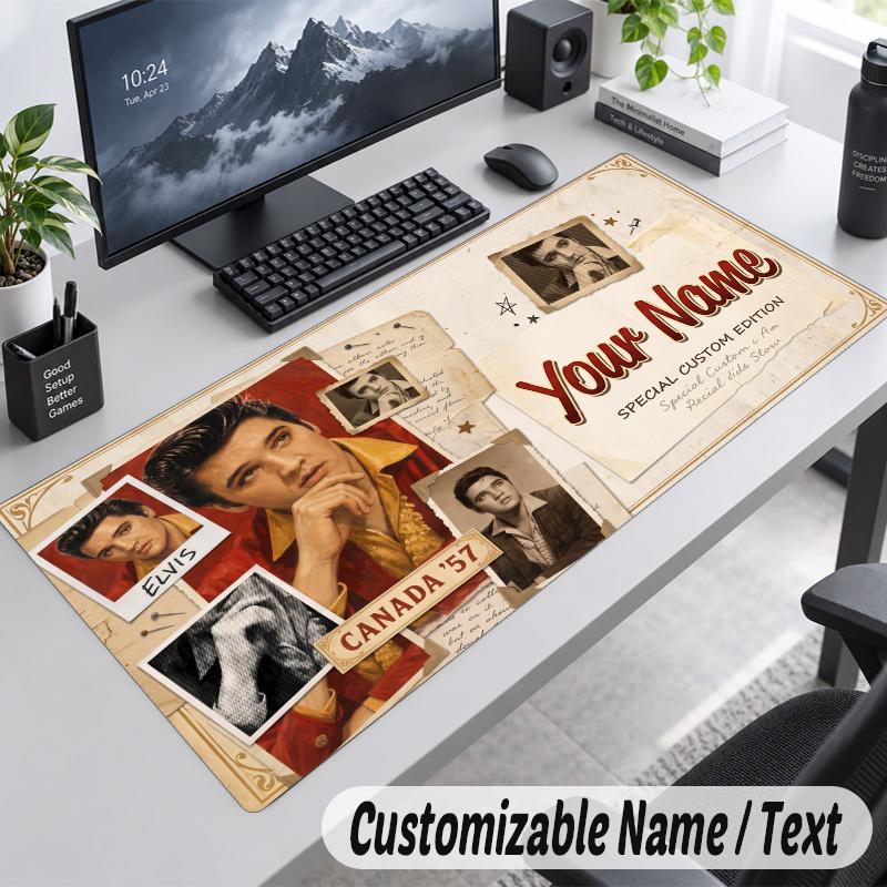 Elvis Presley Personalized Large Mouse Pad Custom Name Text Extended Desk Mat Gaming Mousepad