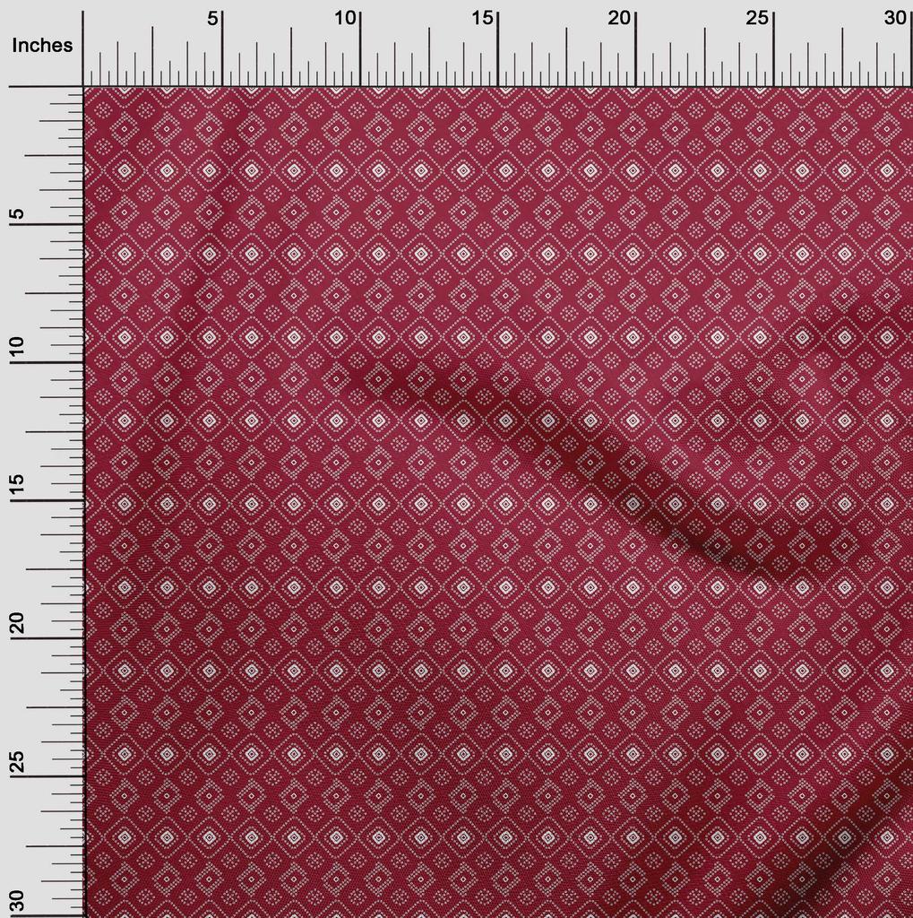 oneOone Bavlna Flex Carmine Red Fabric Geometric Bandhani Dress Material Fabric Print Fabric By The Yard 40 Inch