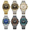 OLEVS TY713 Watches For Man Original Stainless Steel Multifunctional Quartz Watch Waterproof Luminous Date Watches Box Gifts