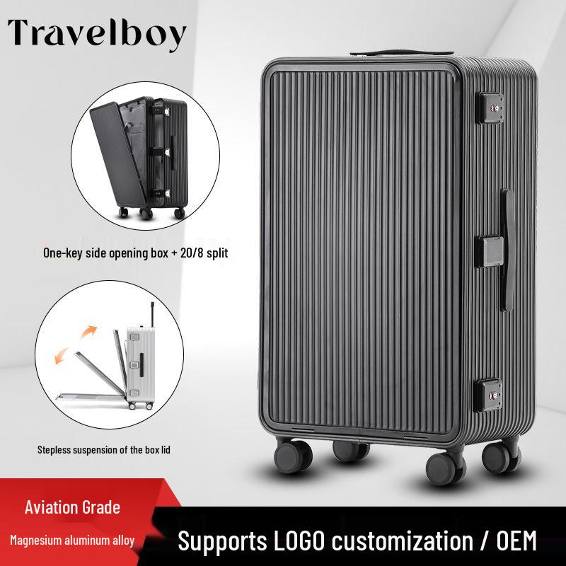 

Side-Opening Aluminum-Magnesium Trolley Luggage with Universal Wheels, 20 , 24 , 26 Carry-On 20-inch чёрный