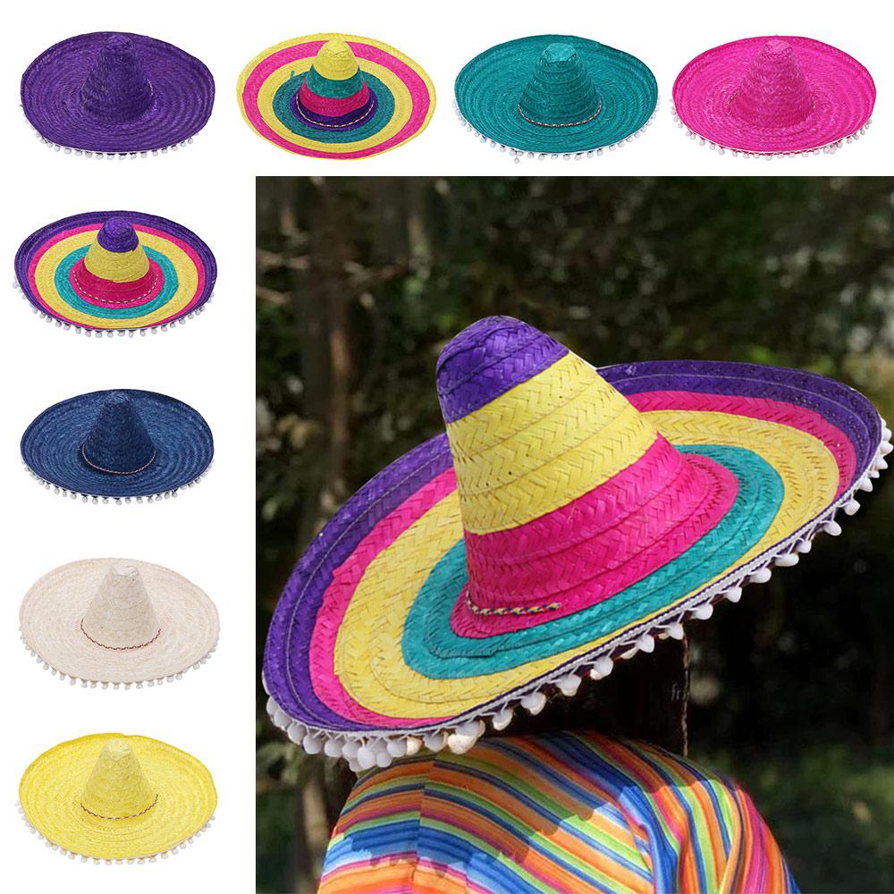 Halloween Mexican Party Hat Colorful Wide Brim Beach Hat Summer Sun Visor Hat  Men