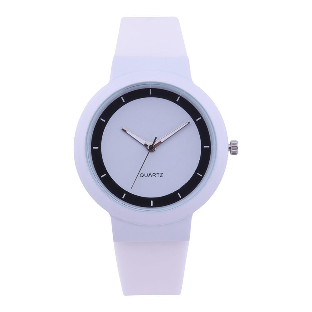 Band Fashion Woman Analog Silicone Quartz Round Wrist Watch Rhinestone Quartz Watch