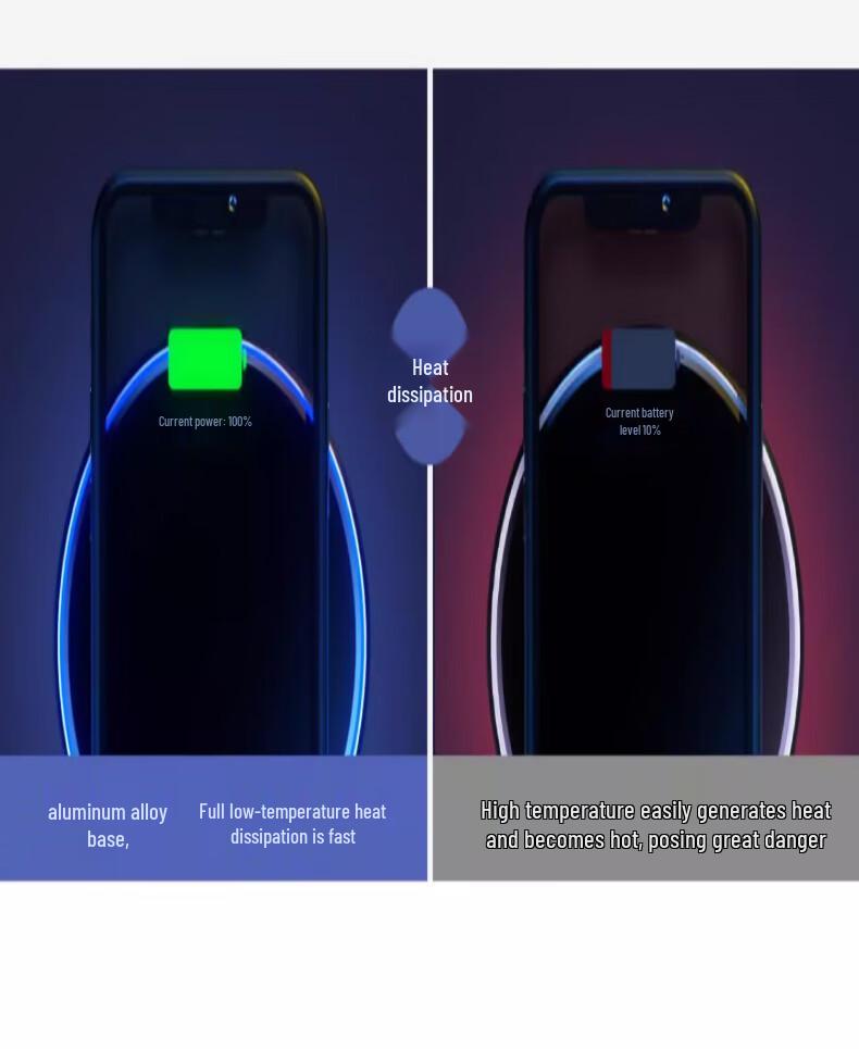 15W Round Mirror Surface Wireless Charger for iPhone 8-16: Cool, Low-Temperature Charging