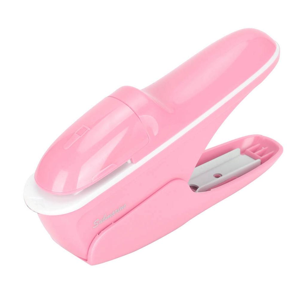 ABS No Staple Stapling Machine Book Paper StaplE Free Stapler Binding Hand Tool(Purple)