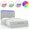 Enjoy Restful Nights with This Ottoman Bed Set Including Mattress and LED Lights Light Gray 140 X 200 Cm Velvet Fabric