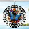 1pc Blue Butterfly & Floral Mandala Wind Chime - 2D Printed, No-Battery Metal Art for Outdoor, Garden, Balcony Decor - Elegant Hanging Ornament