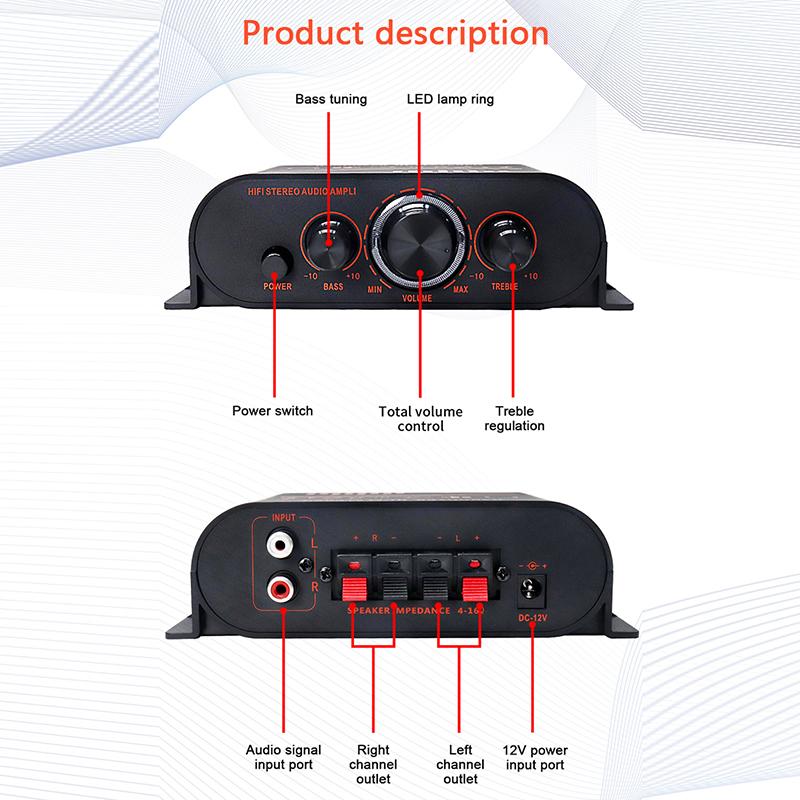 Audio Leistungsverstärker Tragbarer Schallverstärker Lautsprecherverstärker Kompakte Größe Audio Leistungsverstärker