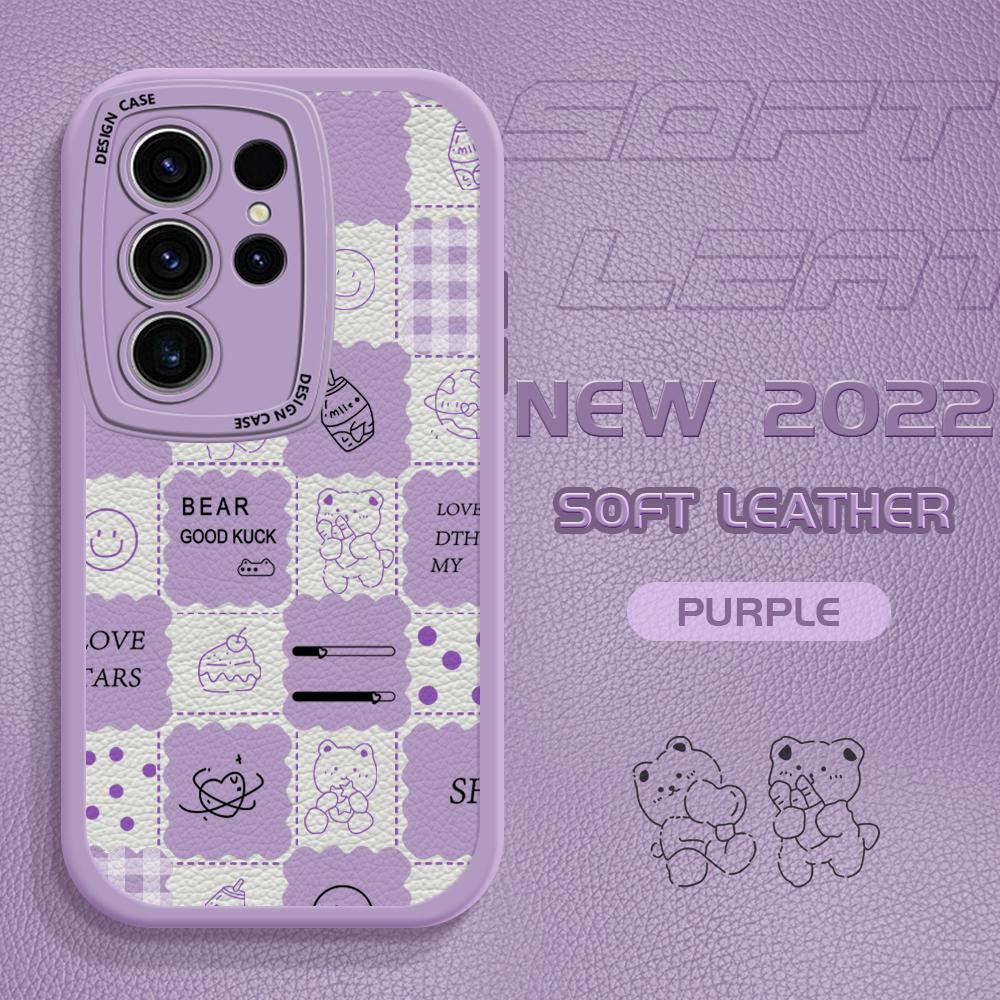 

Чехол для телефона из искусственной кожи для влюбленных пар для VIVO OPPO Reno Realme Huawei Nova Infinix, чехол для смартфона с милым мультяшным медведем Infinix Smart 6 фиолетовый