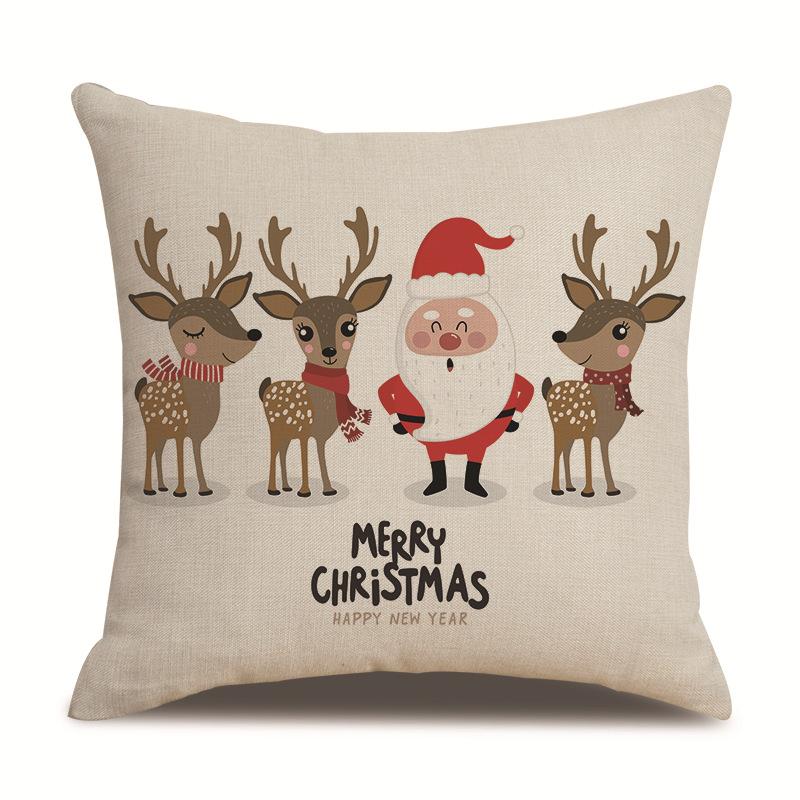 Christmas Single-sided Pillowcase Living Room Linen Car Pillowcase Sofa Pillowcase Bedside Cushion Cover