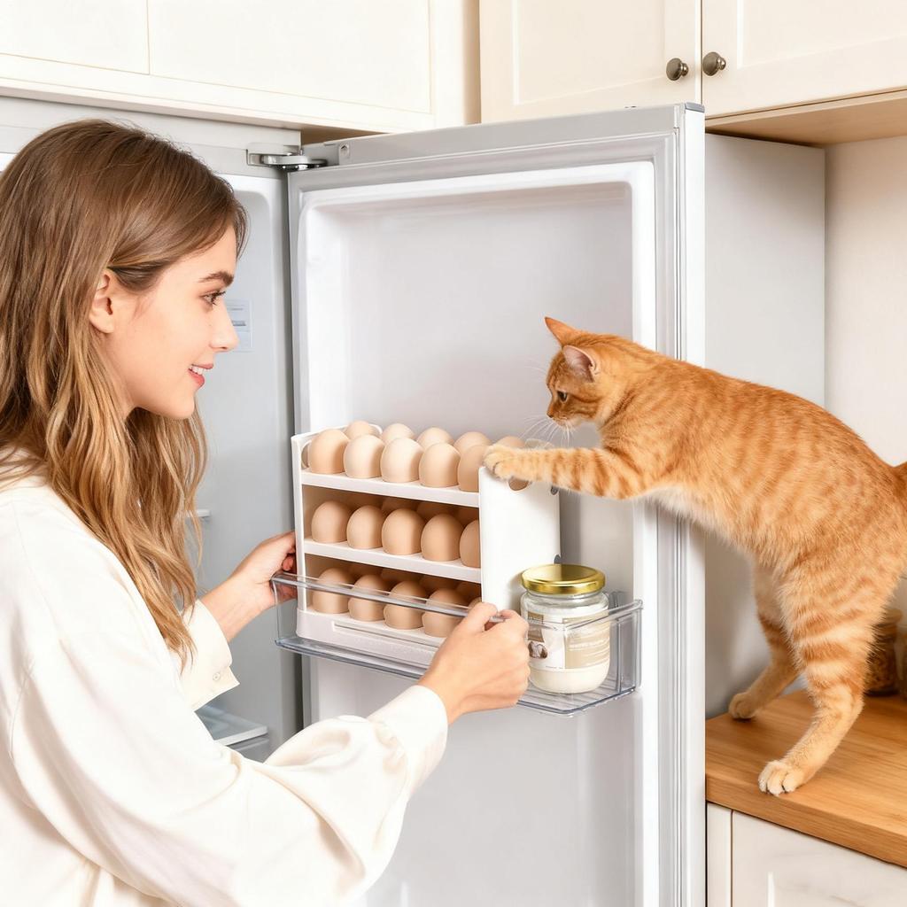 3-lagige Eieraufbewahrungsbox Kühlschrank Eierhalter Großer Kühlschrank Eieraufbewahrungs-Organizer Frischeerhaltende Lebensmittelqualität Eierregal