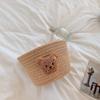 1 PC Cute Woven Rope Storage Basket with Plush Bear Design - Multi Purpose Desktop Storage Box, Modern Style, Rack Basket