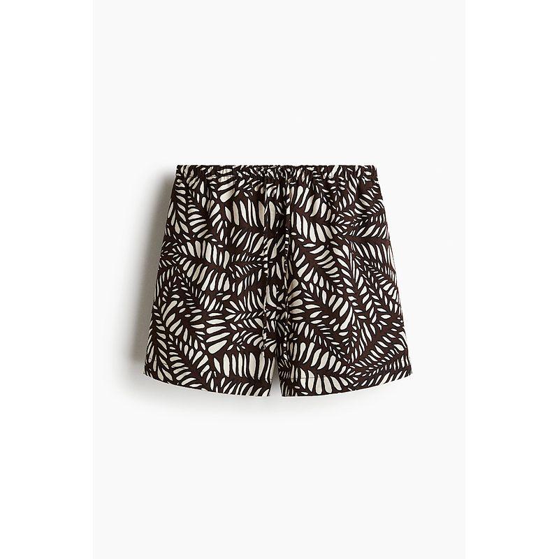 

HM Women s Clothes Casual Pants Fall 2025 New Straight Loose Fashion Plaid Drawstring Shorts 1282566 Dark Brown/Patterned 170/88