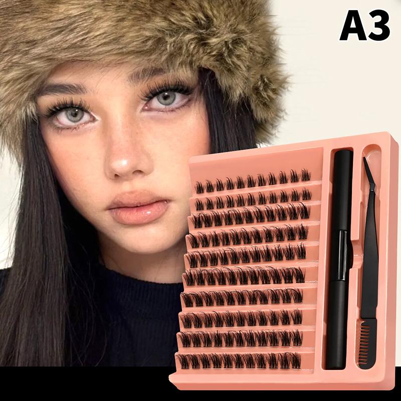 120Pcs Diy Lashes Extension Kit Fluffy Lash Clusters Set Individual Eyelashes With Bond Seal And Lash Tweezer Makeup At Home