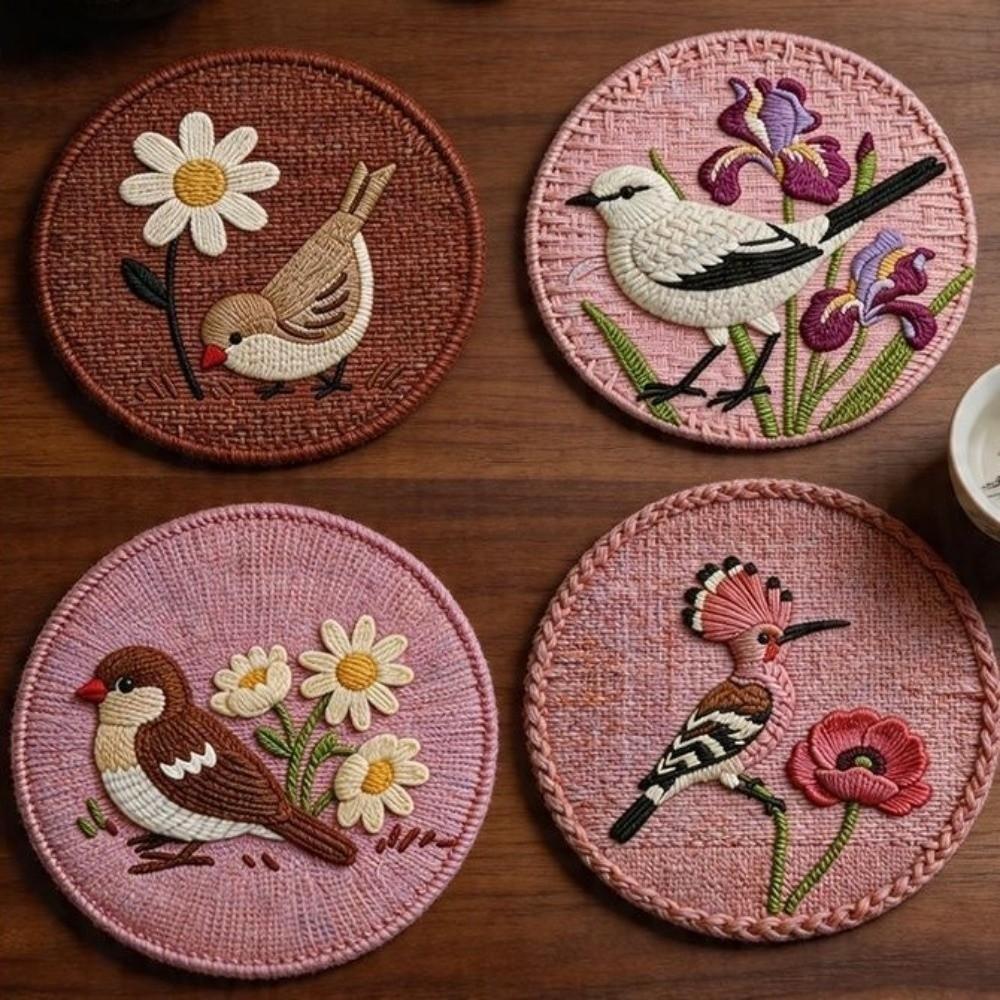 Flower and Bird Print Pot Holder Anti Slip Dining Table Protector Dining Table