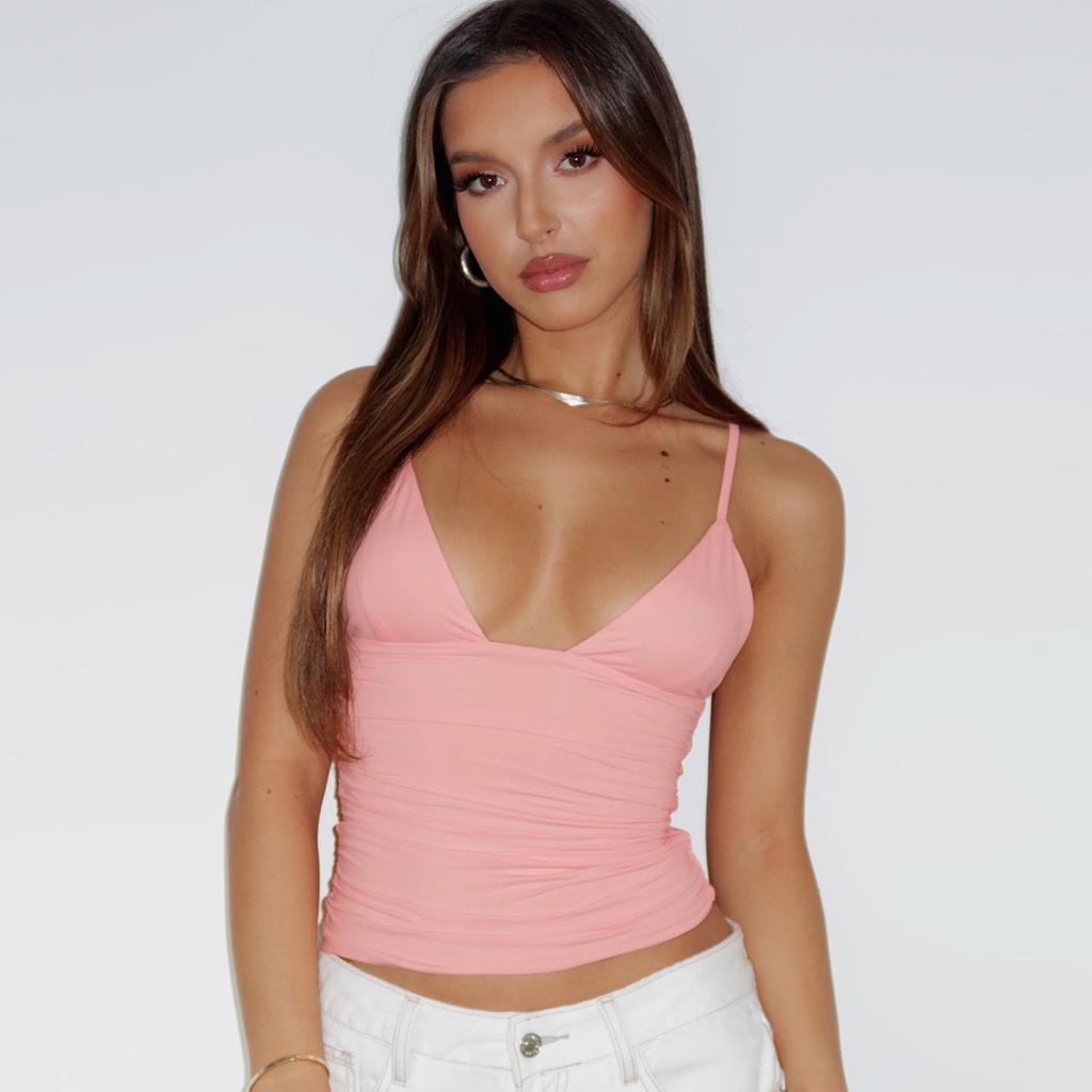 Women's Summer Solid Colour Sexy V-Neck Slim Small Camisole Tank Top