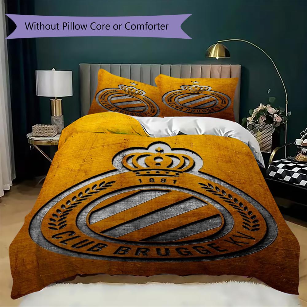 Club Brugge K V Pattern Bedding Uilt Set Uilt Cover Pillowcase Home Decoration Birthday Gift (1 * Duvet Cover + 2 * Pillowcase Without Core)