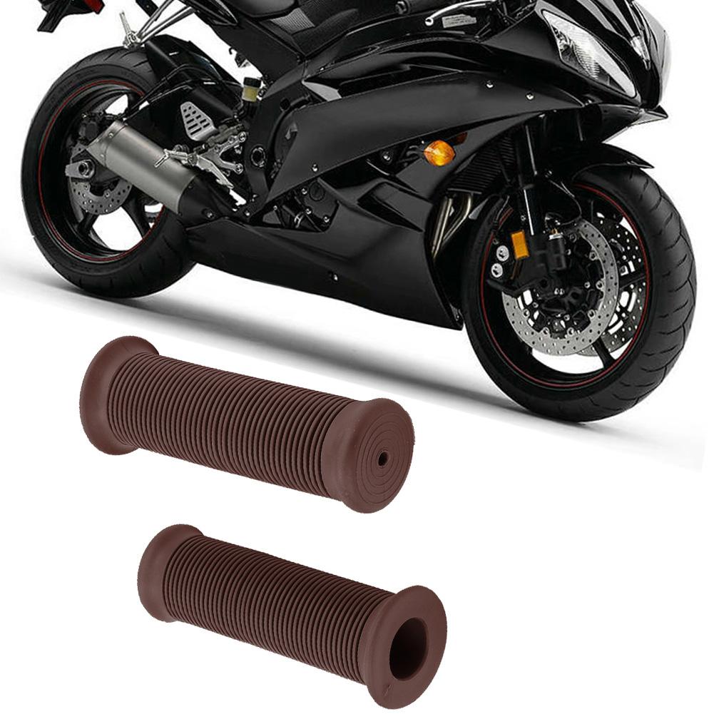 2Pcs 22mm Universal Vintage Motorcycle Handlebar Grips Throttle Handle Bar Ends (Red Brown)