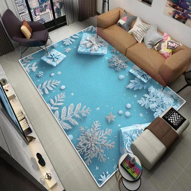 Christmas Style CARPET FOR LIVE ROOM Blue Luxury Home Decoration Bedroom Large Area Rugs Washable Lounge Floor Mats Bedside