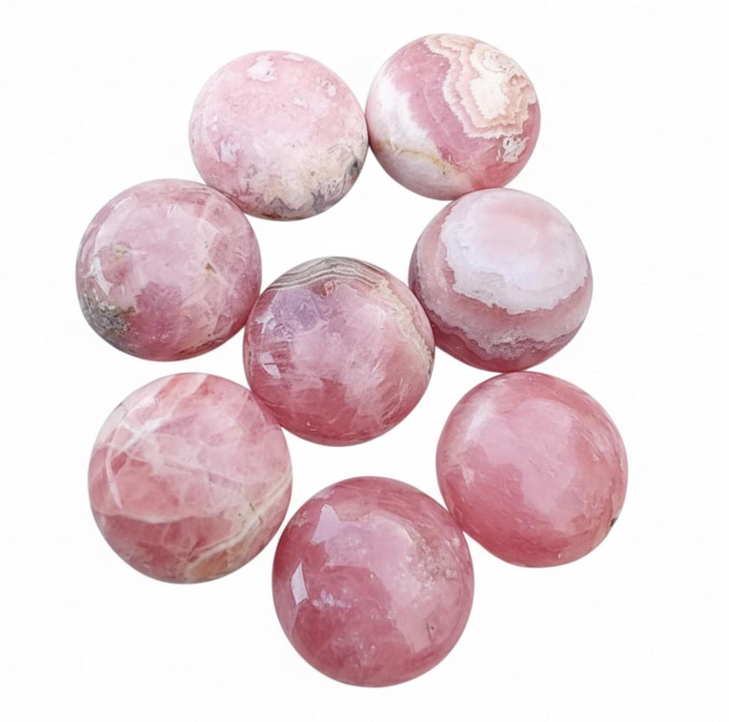 Round Rhodochrosite Gemstones - Pink and White Healing Crystal