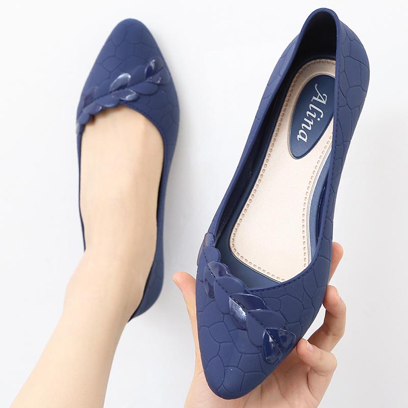Women's Summer Low-Cut Pointed Toe Jelly Wedge Sandals with Non-slip Soft Mid-Heel Sole