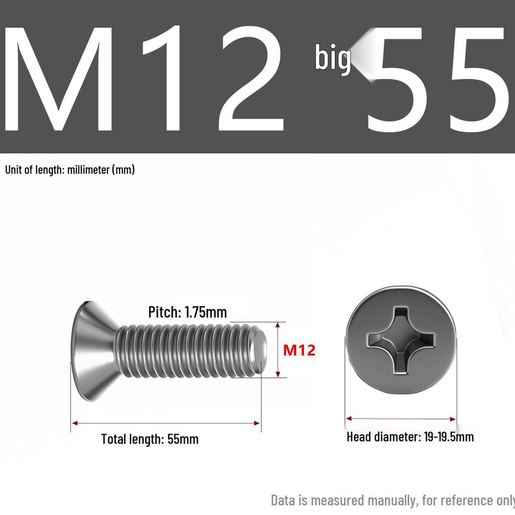 201 Stainless Steel Countersunk Phillips Head Screw: Flat Head Bolt M2-M8