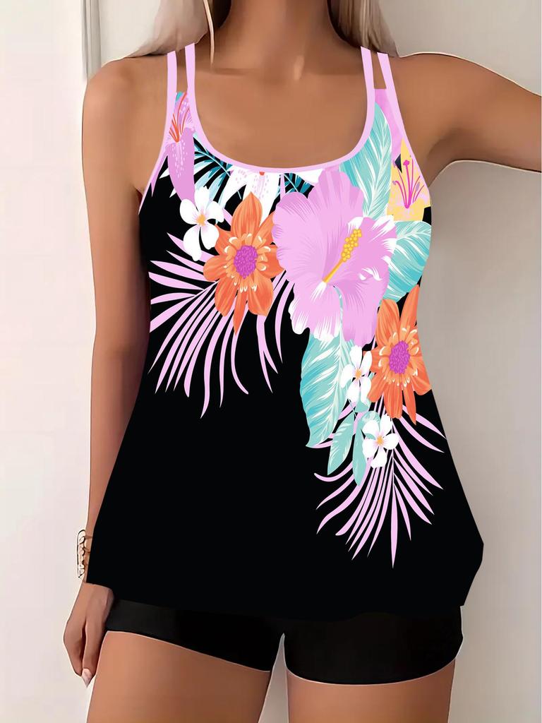 Modny Damski Tankini Plus Size z Spódniczką z Nadrukiem 2025 - Styl Europejski i Amerykański