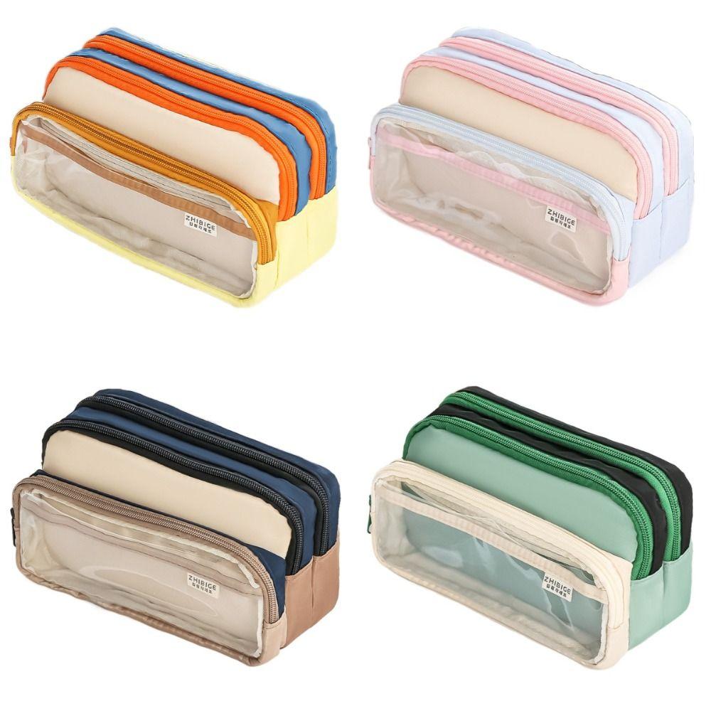 

Multi Colored Stationery Bag Transparent Storage Bag Portable Pen Bag Lipstick зелений