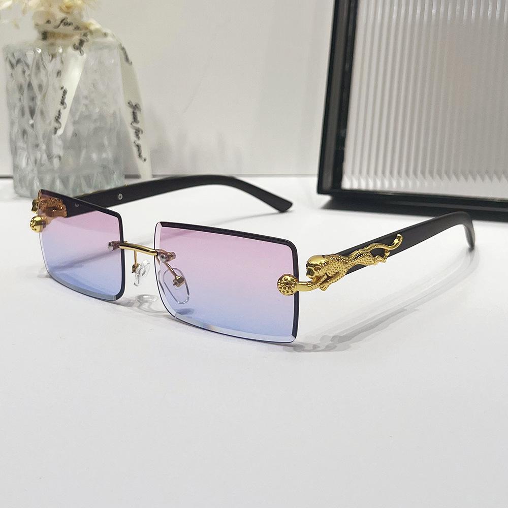 2024 Frameless Leopard Print Square Sunglasses – European & American Style