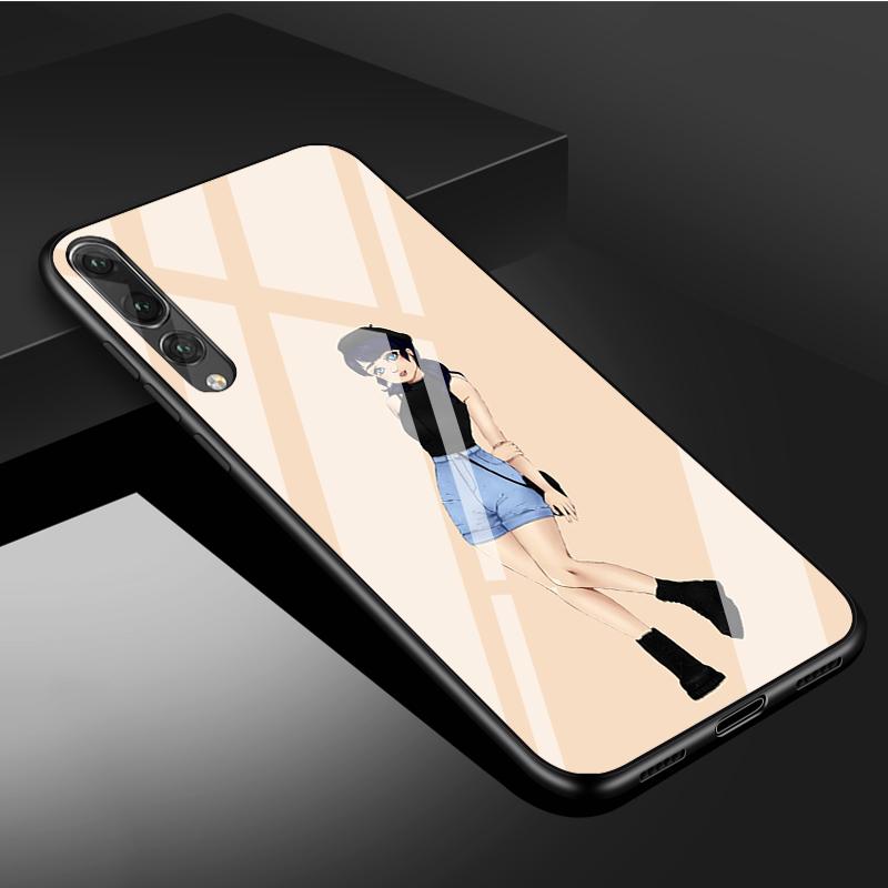 Lady Tempered Glass Phone Case For Huawei P20 P30 P40 P40 Lite Pro Psmart Mate 20 30 Cover Shell