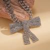European and American light luxury style full diamond bow geometric neck chain short choker necklace necklace