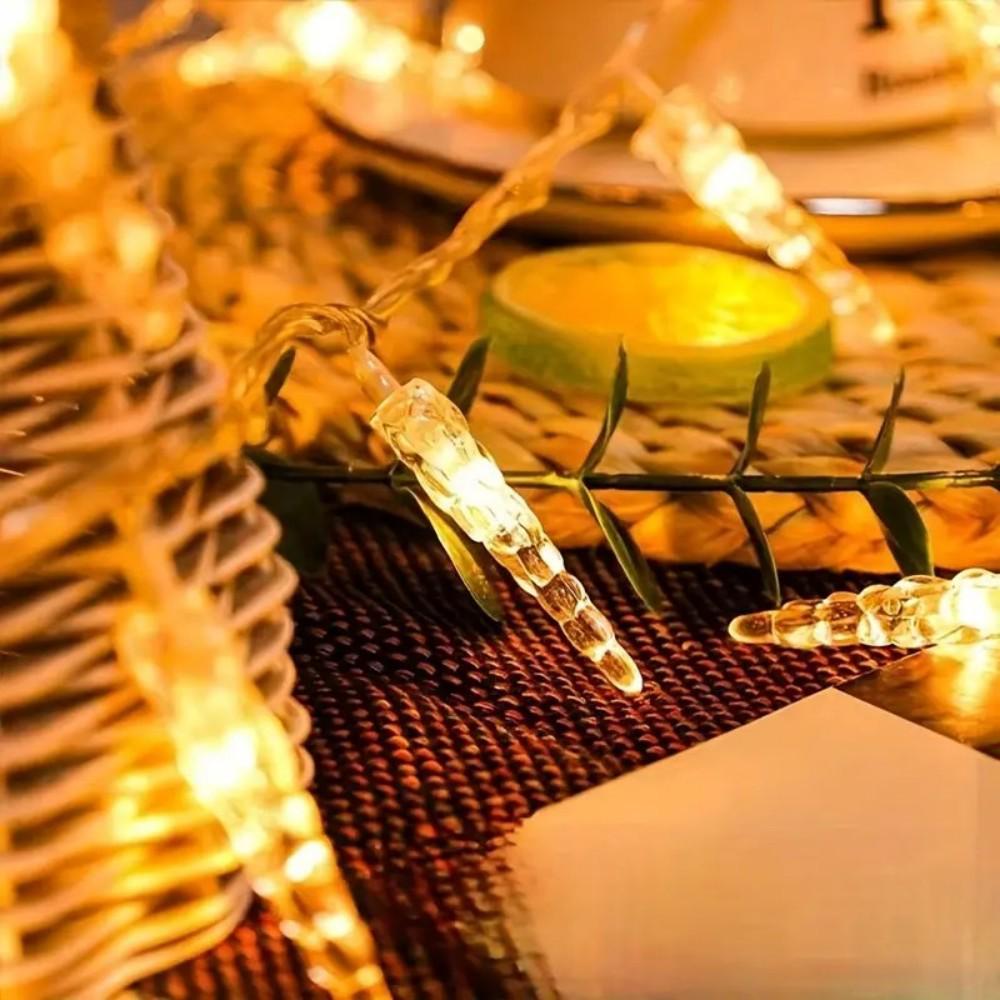 LED Battery-Powered Icicle String Lights - Waterproof, Decorative, Multicolored for Outdoor Camping Atmosphere