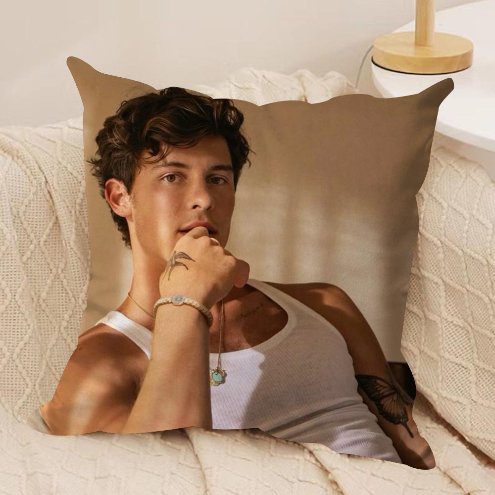 Sänger SShawn Mendes Kissenbezug Seidiger Kurzer Plüsch Beidseitig Bedruckter Kissenbezug für Sofa Alle Jahreszeiten Heimdekoration Geschenk