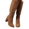 Large Size Coarse Heel Suede Tall Knight Boots Women's But Knee Round Heel High Heel Pointed Boots