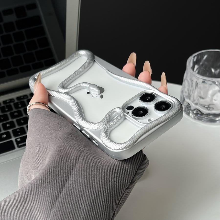 Case for iPhone 16 15 14 13 12 11 Luxury 3D Hollow Snake Phone Case Cover with Super Strong Heat Dissipation Function