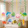 Paper Hawaiian Spiral Ornaments Fish Summer Theme Pendant Ocean Animals Hanging Flag  Kids' Gifts