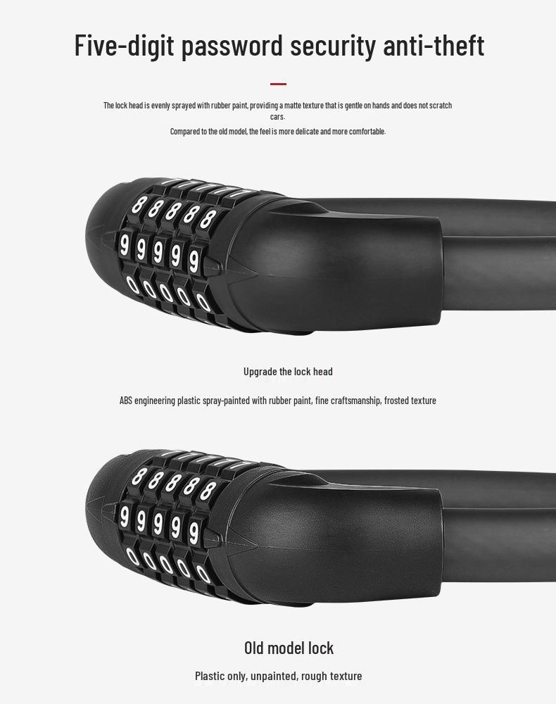 Cycling Gear Steel Anti-Theft Lock: Five-Digit Combination for Bikes & Motorcycles