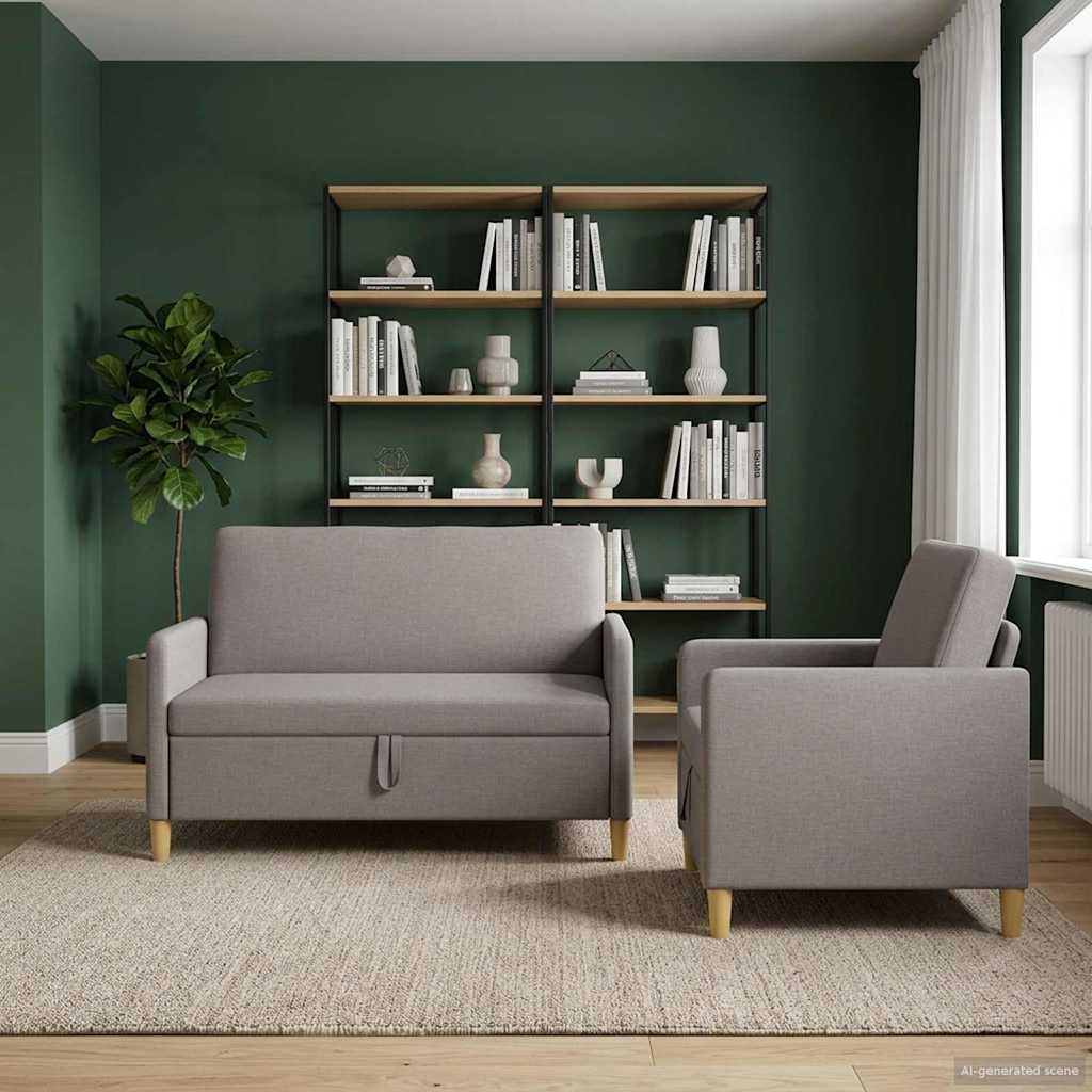 Storage Sofa Set 2 pcs Taupe Polyester