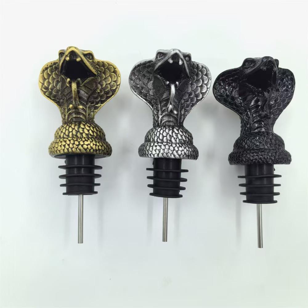 Creative Snake-head Wine Pourer Snake Head Zinc Alloy Stainless Steel Decanter Snake-head Wine Stopper Snake-head Bottle Stopper 7