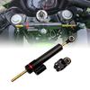 Adjustable Steering Damper Stabilizer for Motorcycles, Short Cylindrical Layout with Mounting Clamp for Street, Commuting and Winding-Road Use