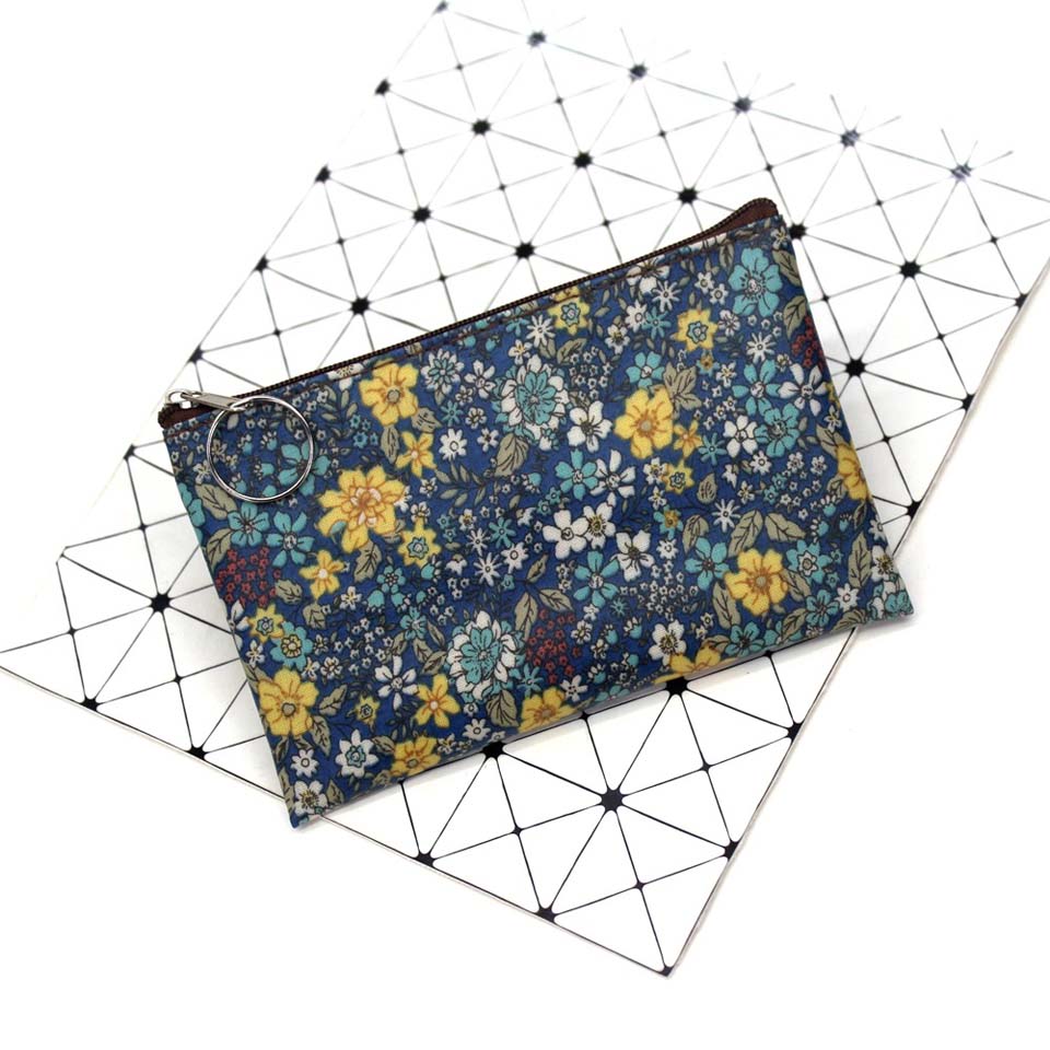 Lässige Vintage kleine Blumengeldbeutel wasserdicht Baumwollstoff kleine quadratische Tasche Kartenhalter Damen Mini-Geldbörsen Mädchen-Taschen