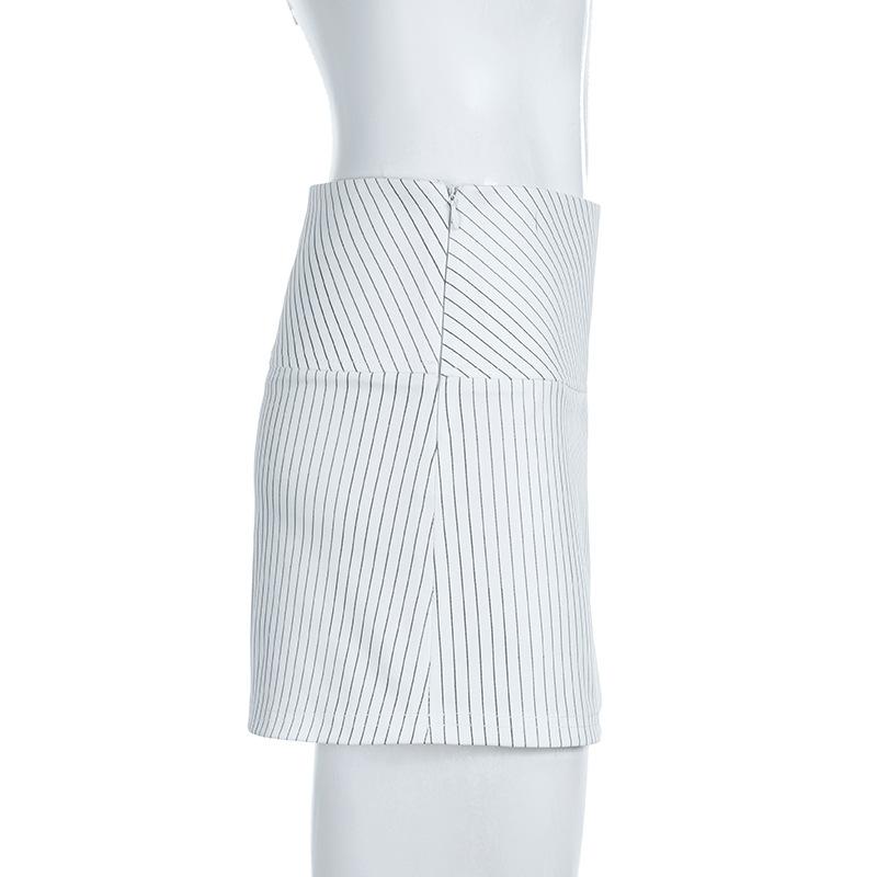 Summer Women's Temperament Commuter Style Oblique Stripes Niche Wind High-waisted A-line Version of The Sexy Package Hip Half-body Skirt